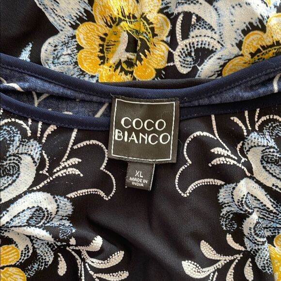 Coco Bianco Bell Sleeve Tunic in Blue and yellow XL silky soft - Picture 4 of 6